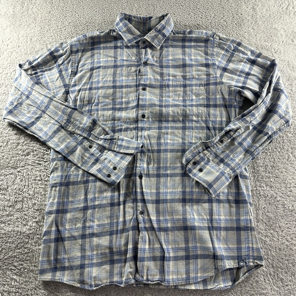 Peter Millar‎ Shirt Mens Large Blue Plaid Button Up British Grey Sherbrooke